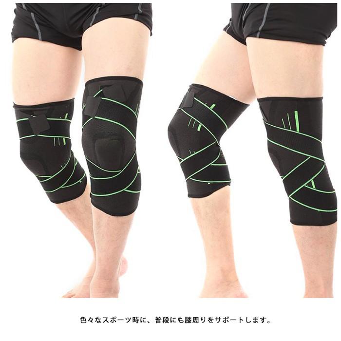 膝 サポーター 1個 グリーン オレンジ S-XL しっかり固定 通気性 伸縮