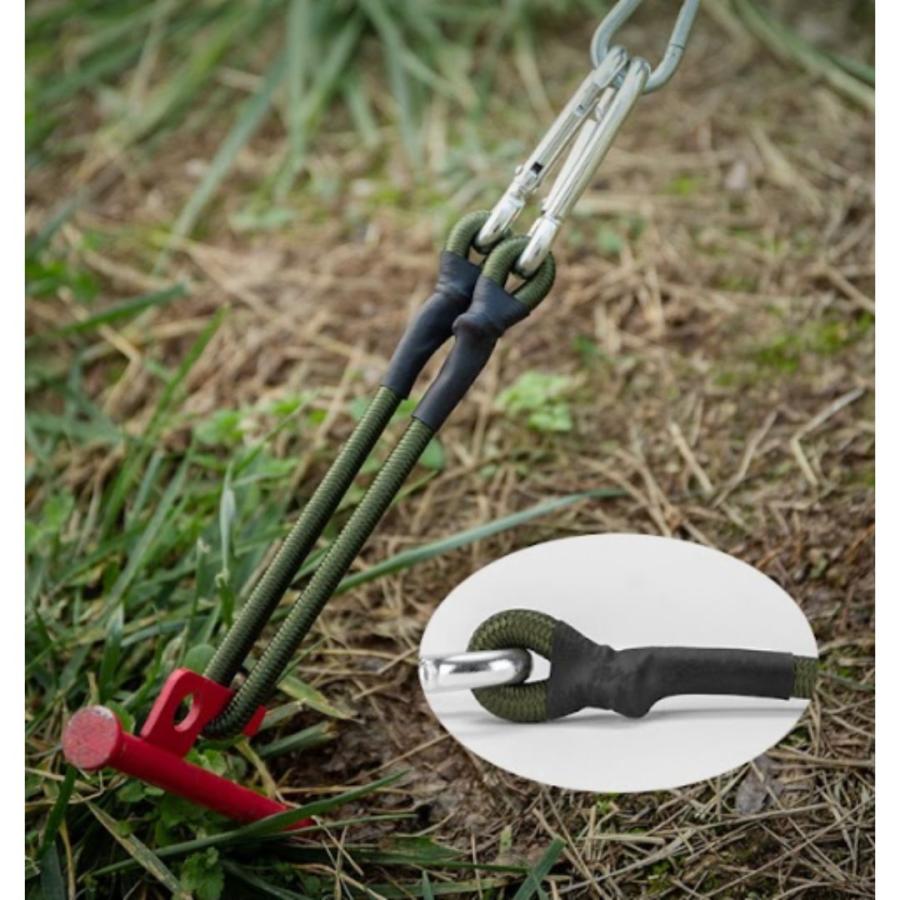 2個セット ゴムバンド フック付き 長さ30cm 太さ8mm カラビナ 荷物固定