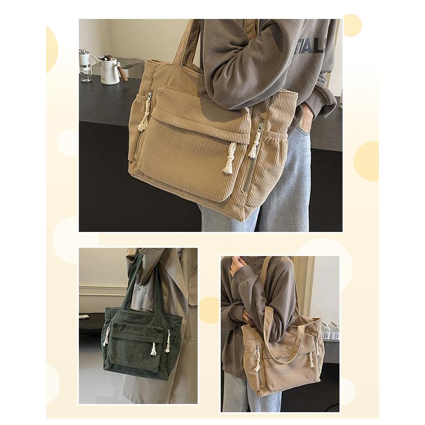 ショルダーバッグ トートバッグ コーデュロイ 鞄 レディース大容量