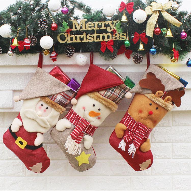 クリスマス 靴下 クリスマスソックス 45cm×23.5cm 全３種 サンタ トナカイ 雪だるま クリスマスプレゼント お菓子袋 お菓子入れ プレゼントバッグ｜sherrockstyle｜02