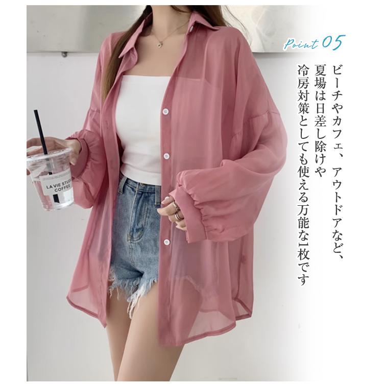 100円OFF中・2点10%OFF】シアーシャツ 透け感 レディース