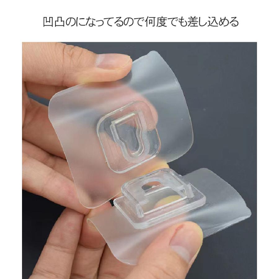 浮かせる収納 ウォールフック 10個セット 粘着フック 差し込み 透明 クリア 両面テープ 強力 シール フック まとめ売り 壁掛けフック 浴室 キッチン お風呂 | ブランド登録なし | 06