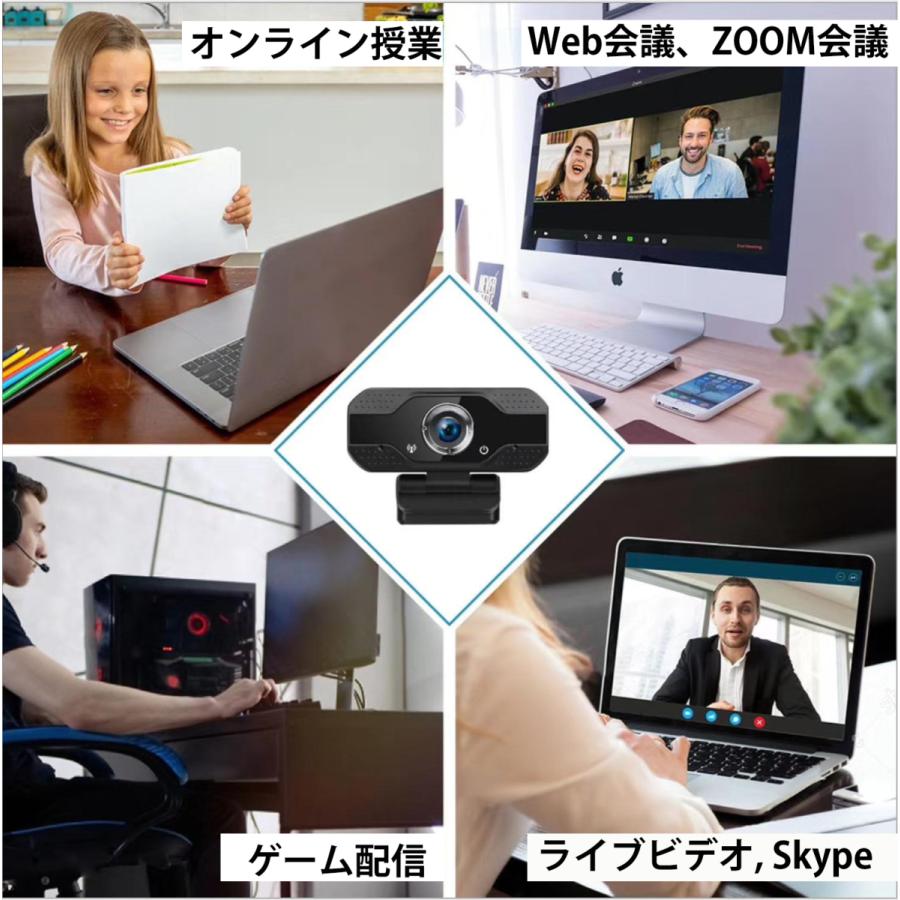 webカメラ フルHD マイク内蔵 1080p 三脚付 USB-C変換 レンズキャップ 広角 高画質 電話会議｜shianabo-store｜07