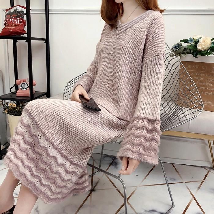 ニットワンピース 冬 大きいサイズ セットアップ Vネック 膝丈 同窓会 お呼ばれ 母親 送料無料 G Shiawase Clothes 通販 Yahoo ショッピング