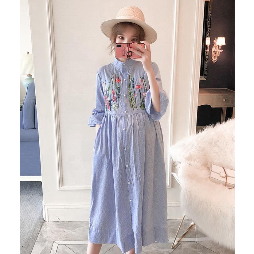 マタニティーワンピ マタニティ ワンピース シャツワンピ マキシワンピ 大きいサイズ 刺繍 送料無料 G137 Shiawase Clothes 通販 Yahoo ショッピング