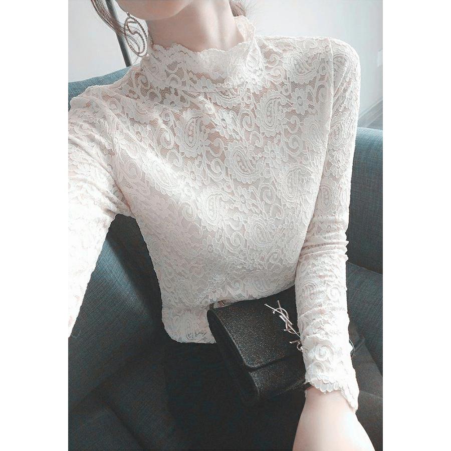 袖 レース インナー シャツ 裏起毛 厚地 スリム見せ レースシャツ レディース スタイリッシュ 送料無料 G Shiawase Clothes 通販 Yahoo ショッピング