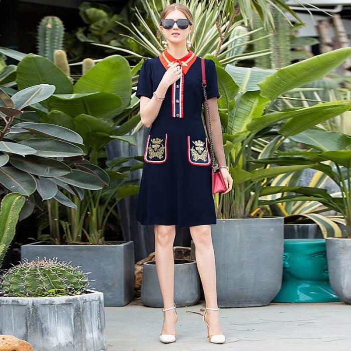安い購入 ワンピース 刺繍 トリコロールカラー リボンボタン ネイビー Aライン ひざ丈 紺色 上品 大人 送料無料 Ma1285 Shiawase Clothes 通販 Yahoo ショッピング 即納 最大半額 Www Skylanceronline Com