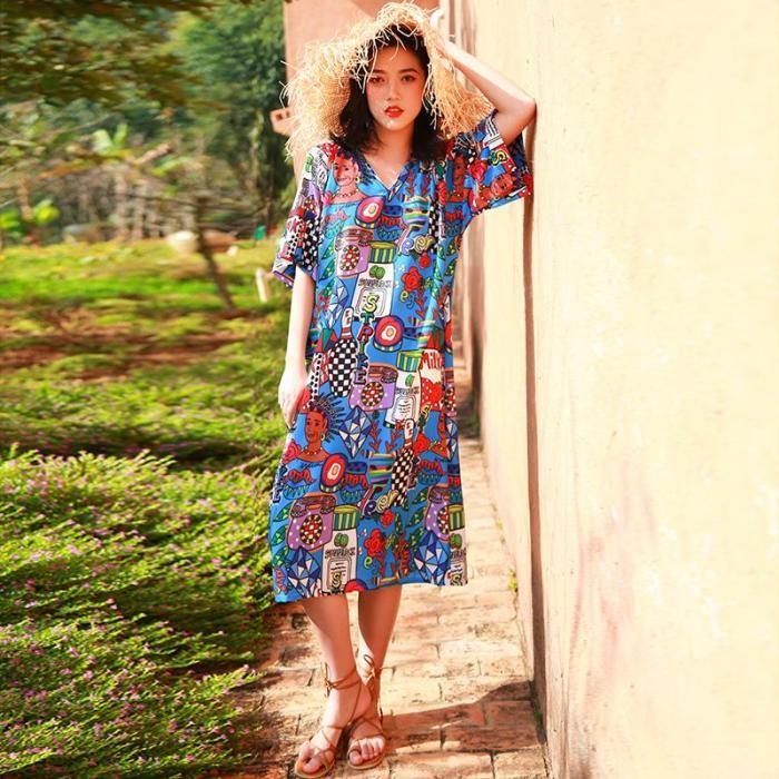 個性的なデザイン 大人カジュアル 派手かわいい 柄 リゾート Vネック Tシャツワンピース 楽ちん 送料無料 Ok2947 Shiawase Clothes 通販 Yahoo ショッピング