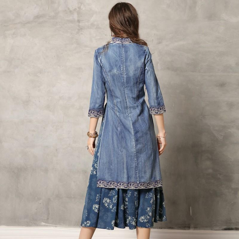 正規激安 オリジナルデザイン レトロ調 レディース ワンピース レイヤード風ワンピース デニム 刺繍 送料無料 上質で快適 Www Doctor Plan Com