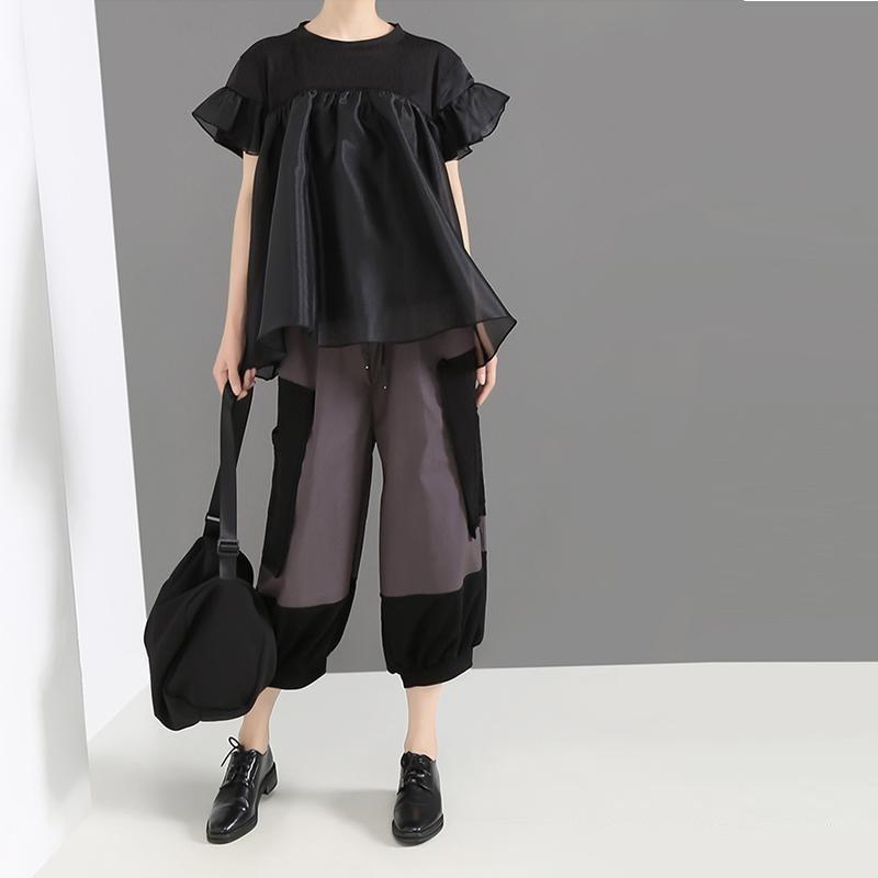 アシンメトリー Tシャツ レディース トップス 異素材 切替 モード系 半袖 コットン 送料無料 Ok3951 Shiawase Clothes 通販 Yahoo ショッピング