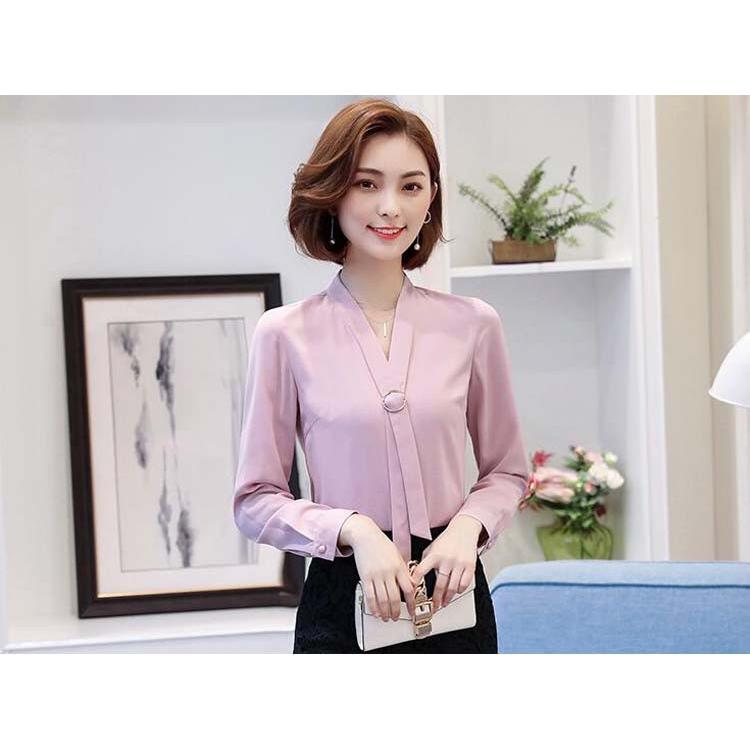 シャツ ブラウス Vネック レディース スーツ インナー 長袖 ストレッチ Yシャツ ストライプ 送料無料 Ok4116 Shiawase Clothes 通販 Yahoo ショッピング