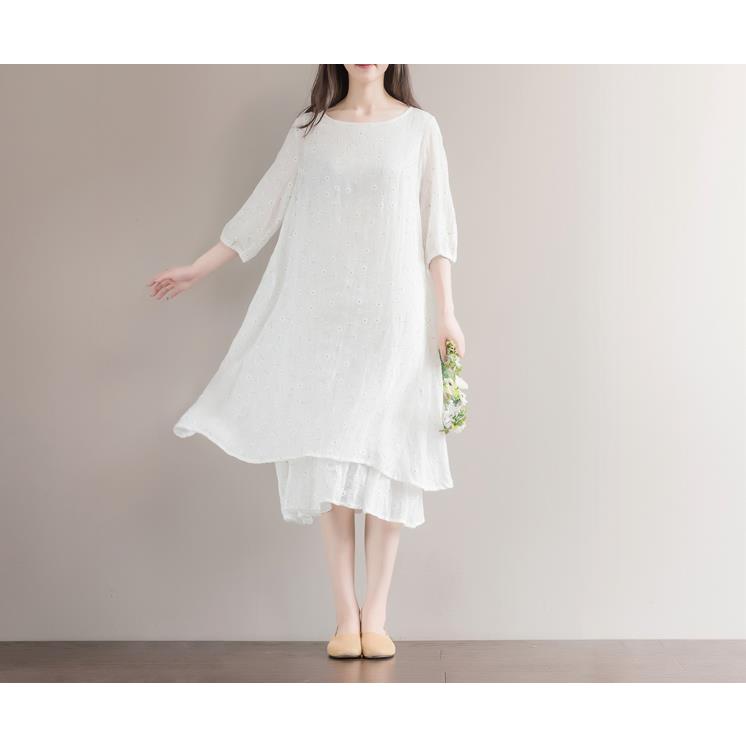 森ガール 白ワンピース 五分袖 膝丈ワンピース 膝丈 刺繍レースワンピース パーティードレス 白 送料無料 Sc0472 Shiawase Clothes 通販 Yahoo ショッピング