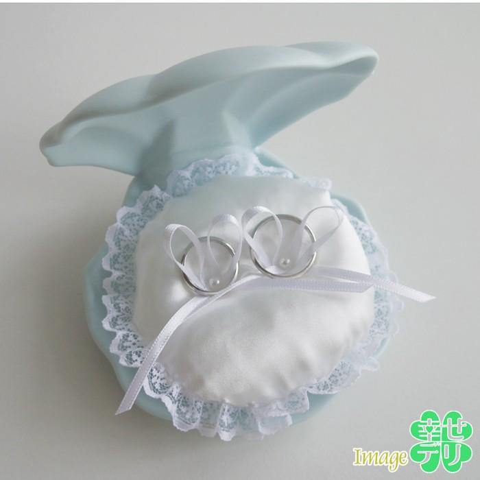 プリンセスシェルのリングピロー 磁器製 サムシングブルー 貝殻 プリンセス ウェディング 結婚式 貝がら 夏婚｜shiawase-deli｜02