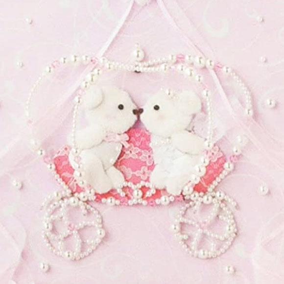 額付き ベアと馬車のウェルカムボード（ピンク）手作りキットセット 結婚式 結婚祝い 花嫁diyの画像