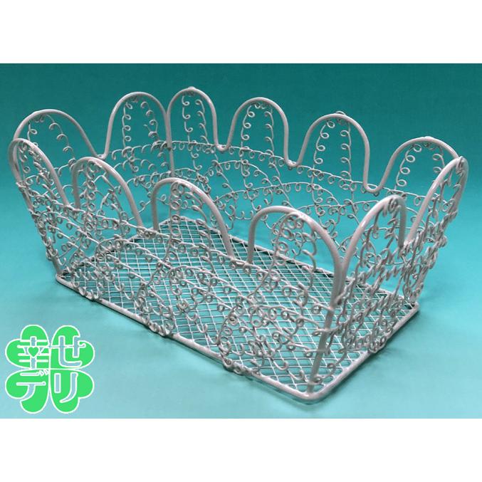 ミルキーホワイトのスクエアバスケットL（ワイヤーベース）幅24cm