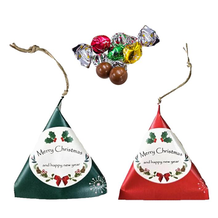 クリスマス プチギフト 1袋 赤 または 緑 チョコレート 5個入り テトラ