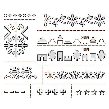 ステンシルデザインプレート ラインモチーフ (お花・家と木・クロス  