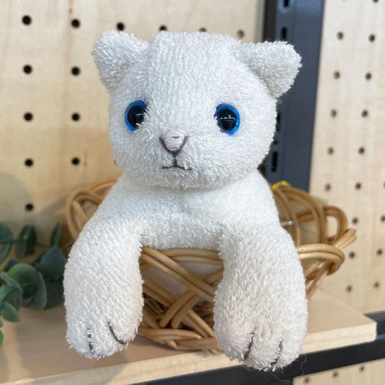 オーガニック綿50g・糸・ペレット50g付きセット 白ねこ 手作りキット