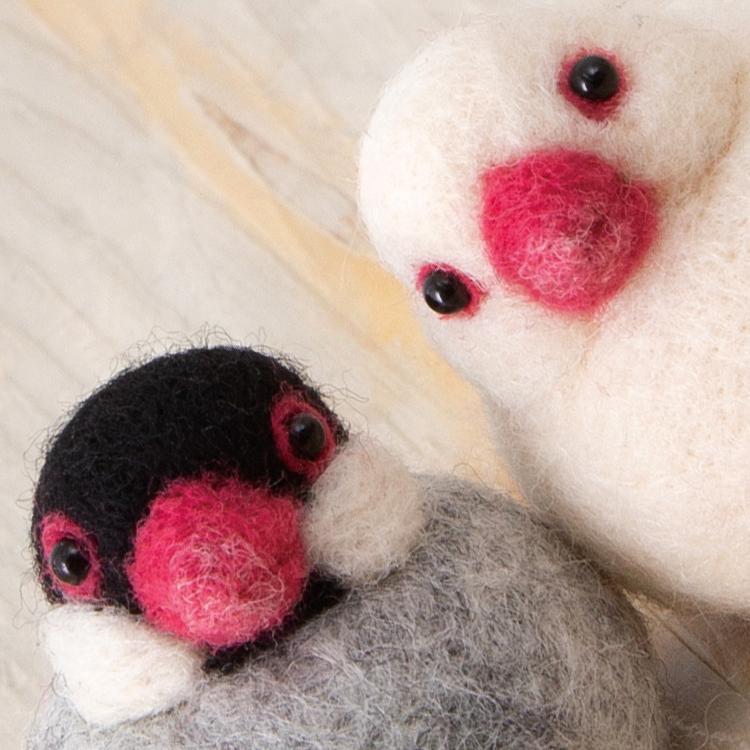 スターターセット付き 桜文鳥 と 白文鳥 手作りキット 羊毛フェルト