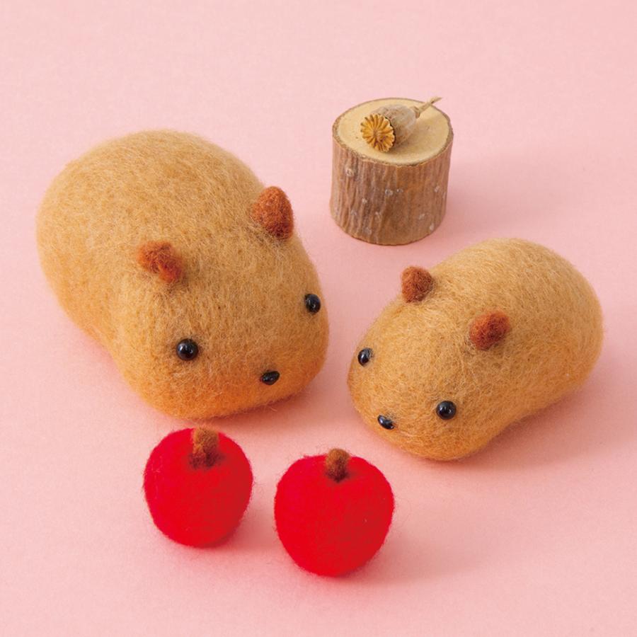 カピバラ親子 と りんご 手作りキット フェルトマスコット フェルト