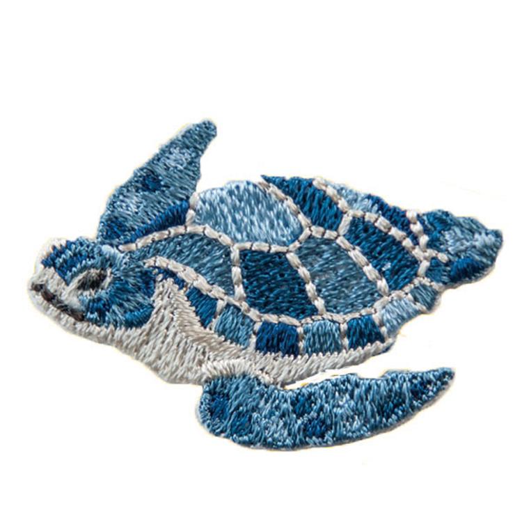 『うみがめ様』お名前ワッペン 2WAY 刺繍ワッペン （アオウミガメ）3枚セット アイロン接着 シール