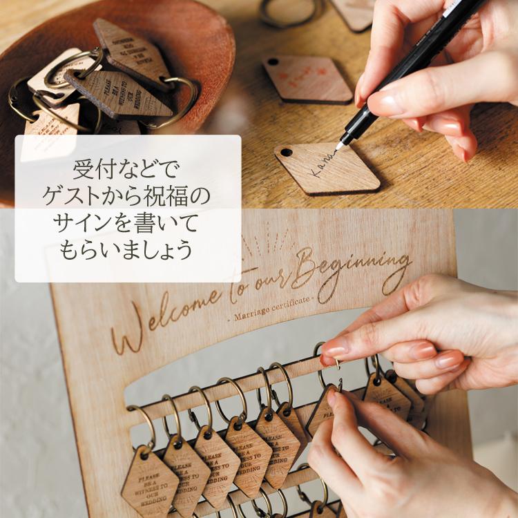 人前式 結婚証明書 ウッド チャーム ウェルカムボード 30名 ゲスト参加型 演出 結婚式 ナチュラルウェディング 木製 スタンド付き_3