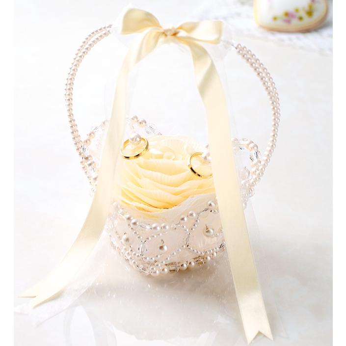 バラメリアのリングピロー手作りキット ビーズバスケット シャンパン 結婚式 手芸パック リングボーイ 花嫁