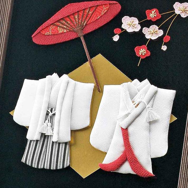 和装ウェルカムボード「エレガンス」（茶色の額付き）手作りキット 結婚式 結婚祝い 花嫁diy 和風の画像
