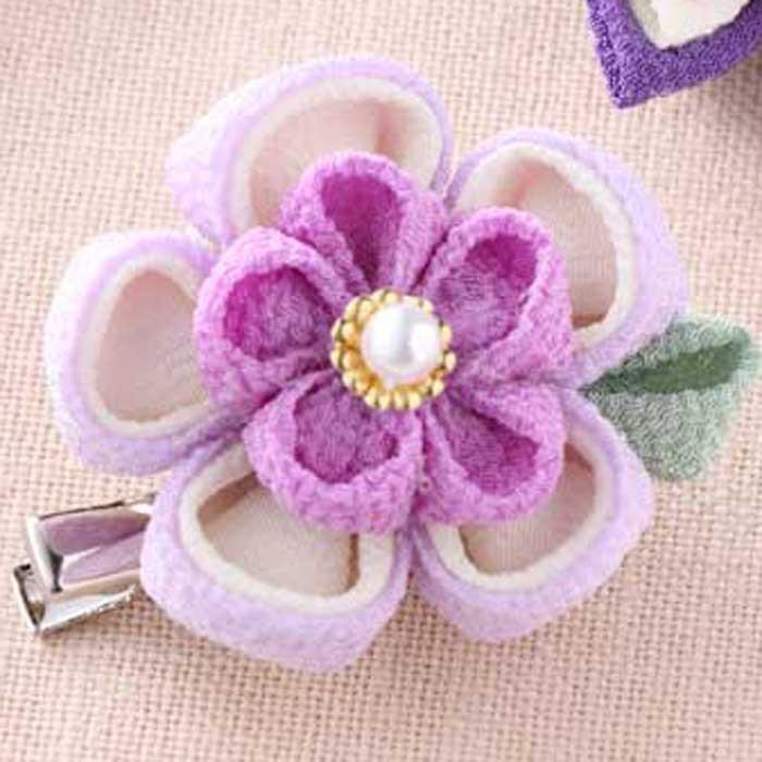 つまみ細工 お花ブローチ 手作りキット（紫）裁縫 手芸 ハンドメイド