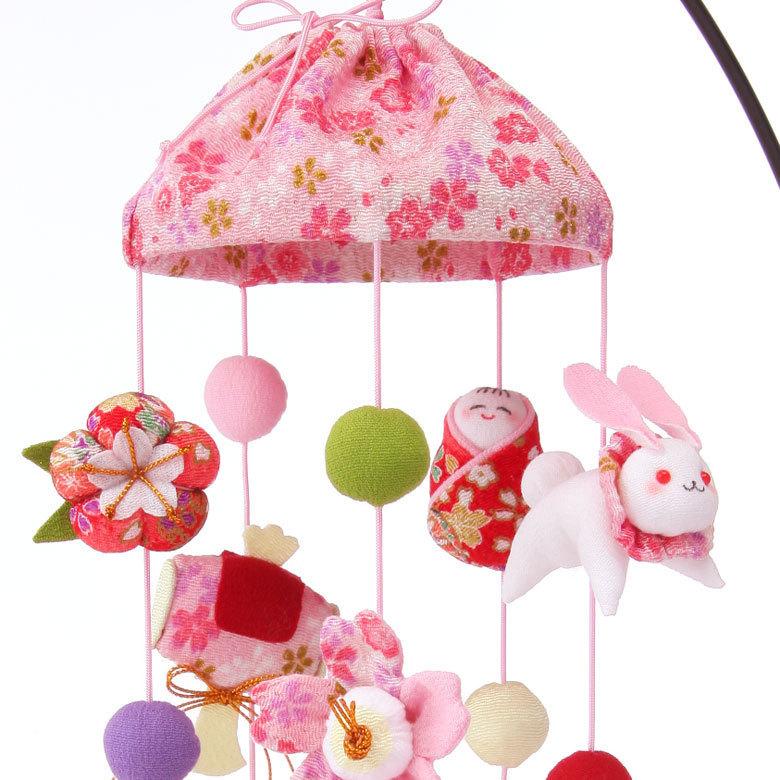 かわいい縁起物モチーフ 傘宝 つるし雛 5本飾り ピンク 手作りキット