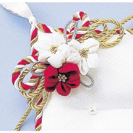 綿20gと糸付き スクエアの和風リングピロー手作りキット「花遊び」（赤/金）結婚式 和装｜shiawase-deli｜02