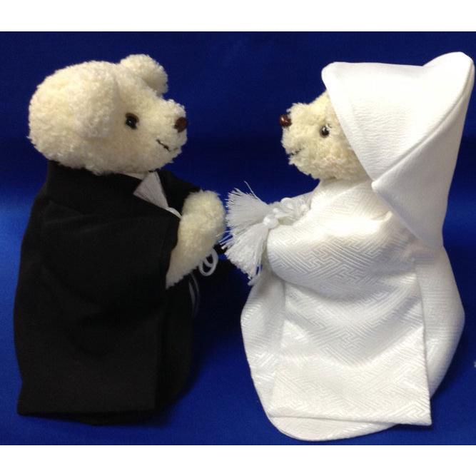 ホビーラホビーレ　ウェルカムベア　完成品 ブライダル　 和装クマぬいぐるみペア 和装くまさんのウェルカムベア（座ったタイプ）完成品※金屏風と緋毛氈