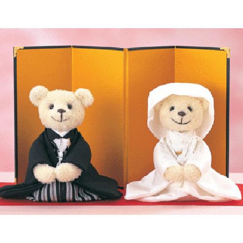 綿・糸・針・金屏風・赤毛氈付き 和装くまさん ウェルカムベア