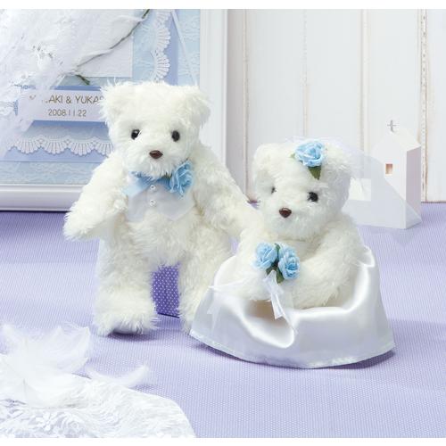 エンジェルホワイトのウェルカムベア ブルー ボアカット済 手作りキット 結婚式 ウェルカムドール くまのぬいぐるみ 海外輸入