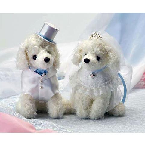 新しい ホワイトプードルのウェルカムドッグ 完成品 サムシングブルーリボン ティアラ付き 結婚式のウェルカムドール 犬のぬいぐるみ Chartidis Gr