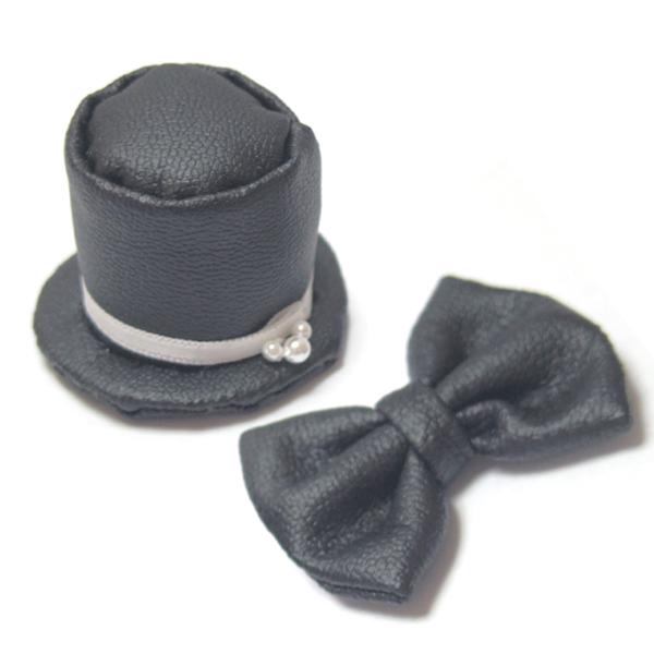 手作りキット サイズオーダー品 ぬいぐるみ用 蝶ネクタイ シルクハット レザー調ブラック 結婚式 ウェルカムドール イニシャルオブジェ Tie Hat 幸せデリバリー 通販 Yahoo ショッピング