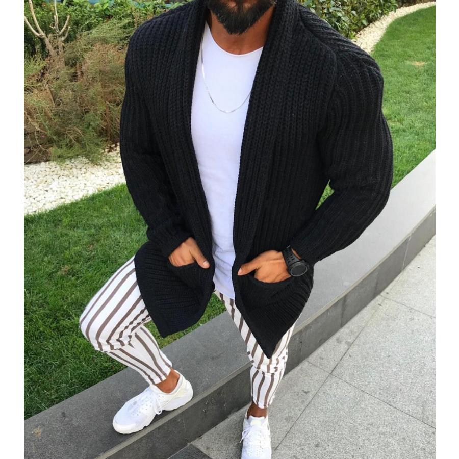 2色 メンズ カーディガン ニット セーター 編み込み アウター 羽織り 暖かい おしゃれ お兄系 コート 細身 厚手 個性 19wy84 しあわせクローゼット 通販 Yahoo ショッピング