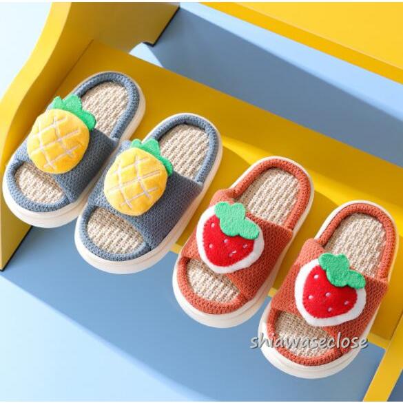 ルームシューズ キッズ 夏 スリッパ 綿麻 子供 男の子 女の子 サンダル ビーサン リネン 部屋履き 室内履き 可愛い厚底 滑り止め 柔らかい 人気 激安