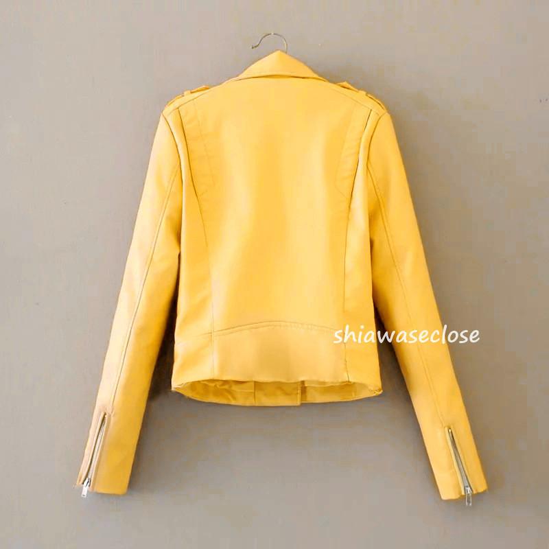 レディース 黄色 レザー ジャケット レザージャケット レディース 革ジャン ライダースジャケット