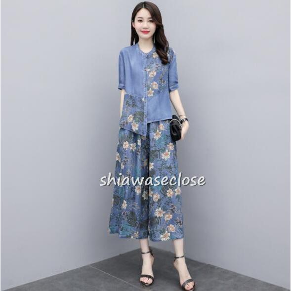 セットアップ レディース ジャージ上下セットパンツスーツ 春夏 半袖 シャツ パンツ 部屋着 おしゃれ 着痩せ オフィス 通勤 綺麗 30代 40代 50代 人気激安