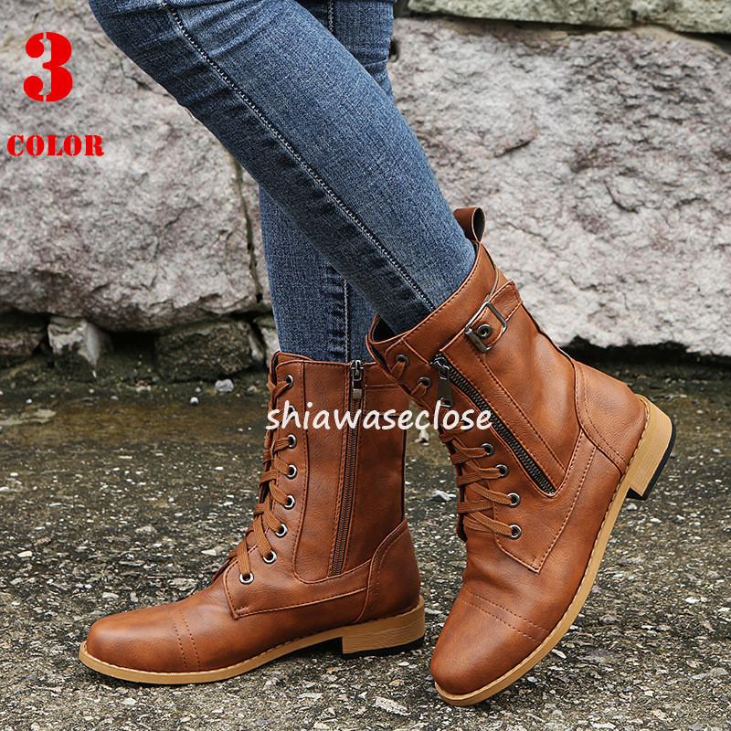 ショートブーツ レディース ぺたんこ ミドルブーツ ブーティ おしゃれ カジュアルシューズ ショート丈 歩きやすい 美脚 秋冬 21nvsxz66 しあわせクローゼット 通販 Yahoo ショッピング