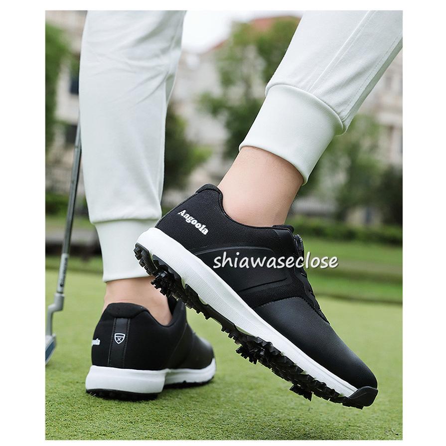 PXG ゴルフシューズ メンズ 靴 ブラック スニーカー 新品未使用25.5cm ゴルフシューズ メンズ スニーカー 強いグリップ スパイク靴