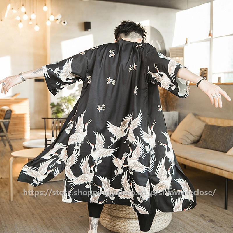 カーディガン メンズ 羽織 着物 甚平 春夏 花柄 開襟シャツ 和風 はおり 浴衣風 ゆったり 五分袖 花火大会 夏祭り 父の日 ファッションの