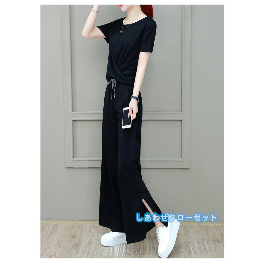 新商品-ジャージ レディース 上下セット 半袖Tシャツ ロング•パンツ