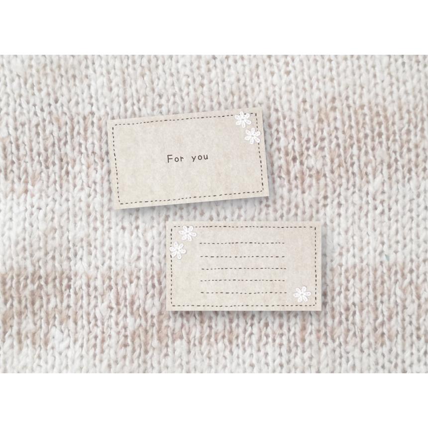 10枚 ミニカード 裏メモ欄つき 印刷済み商品 フェルト刺繍と白い花のハンドメイドデザイン サンキューカード 名刺 18 Off ショップカード