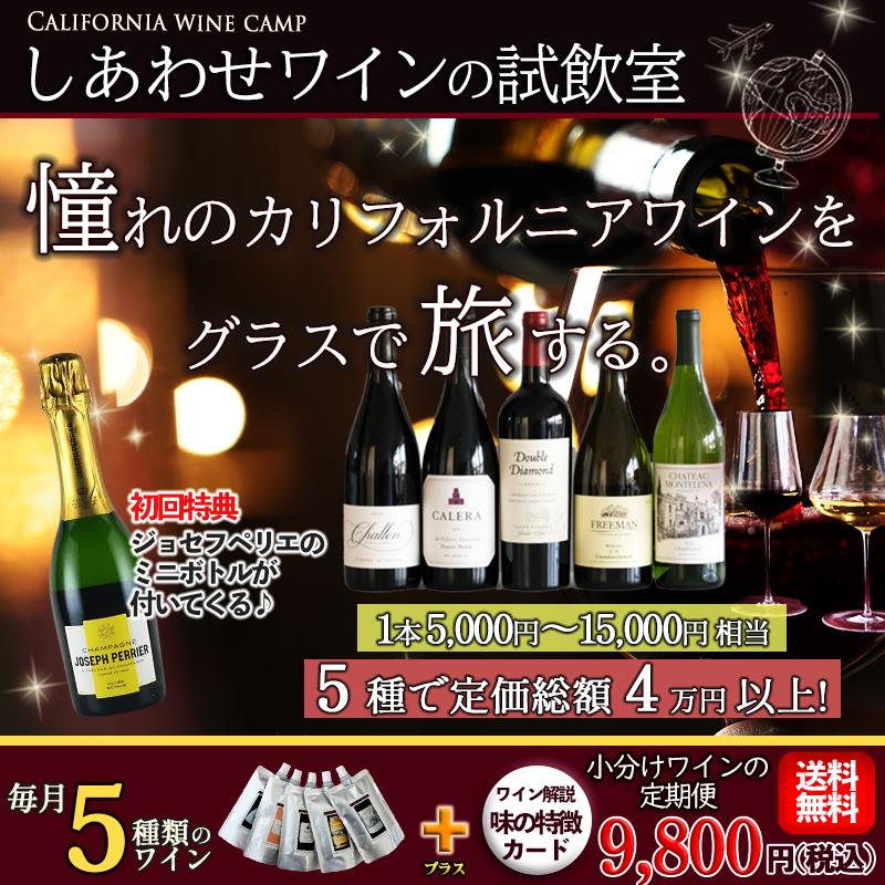【小分けワインの定期便】しあわせワインの試飲室 〜カリフォルニアワインキャンプ〜＼月替わりのテーマ のワイン5種×100ml／ | 