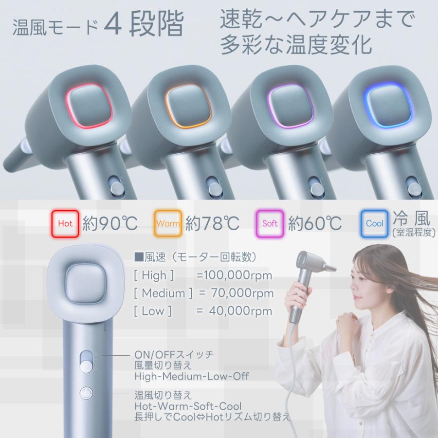 ドライヤー 速乾 ヘアドライヤー 大風量 マイナスイオン ヘアケア 4