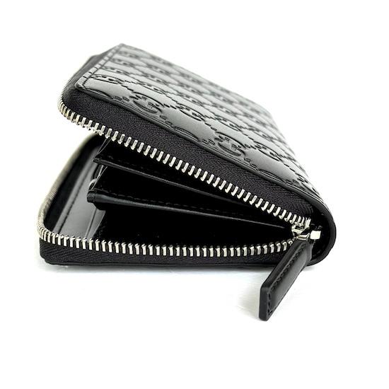 GUCCI グッチ✨️ケース シマ ラウンドジップ 黒 ミニ コンパクト グッチシマ グッチ財布 GUCCI ラウンドファスナー長財布 メンズ