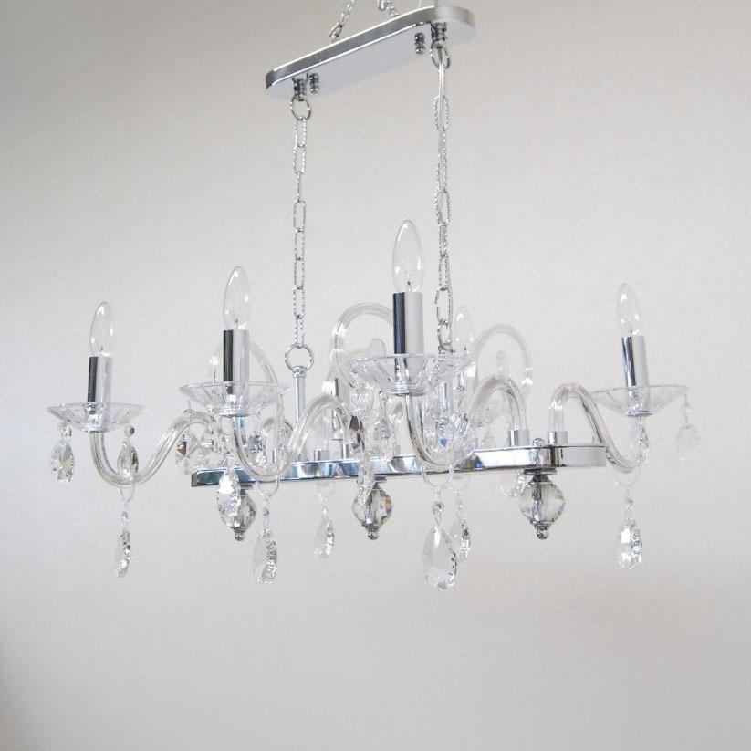 シルバークリスタルシャンデリア 6灯式 クリスタル製6灯シャンデリア