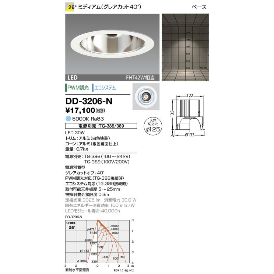 DD-3206-N 山田照明 Unicorn+（ユニコーンプラス） ダウンライト 切込穴寸法 φ125mm   電源別売  FHT42W相当